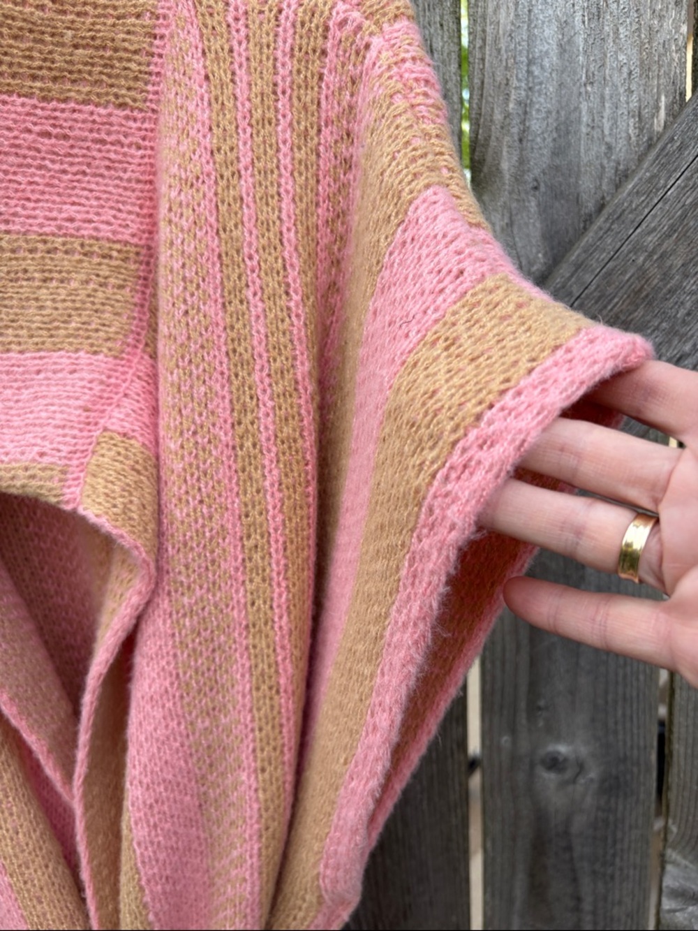 NWT POL Open Front Belted Sweater Pink Tan Size Small - Picture 5 of 9